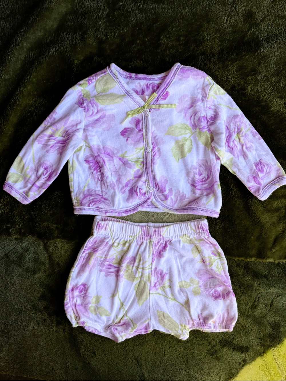 Baby Lulu Vintage sz 9 month Girl Floral Set Boutique Outfit Shirt Bubble Shorts